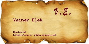 Vainer Elek névjegykártya
